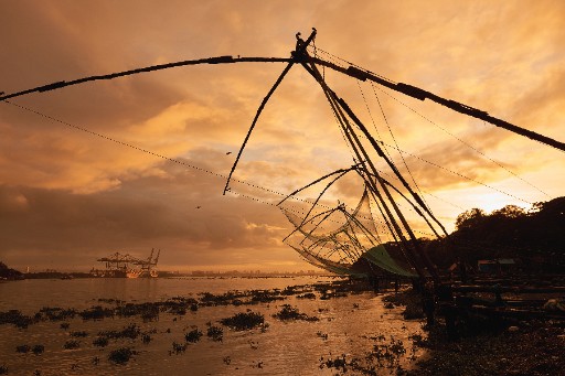 Chinese Fishing Net Activity near Taj Malabar Resort & Spa, Cochin